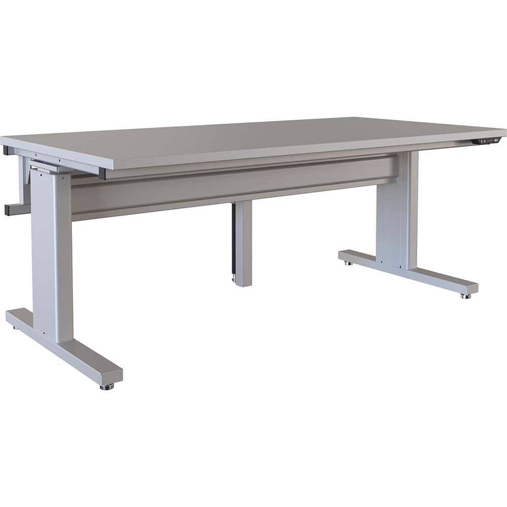 BOSTONtec - Stationary Work Benches, Tables; Type: Electric Height Adjustable Workstation ; Top Material: Laminate ; Width (Inch): 72 ; Depth (Inch): 36 ; Maximum Height (Inch): 44 ; Leg Style: Adjustable Height; C-Leg (Cantilever); Motor Height Adjustme - Exact Tooling