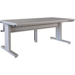 BOSTONtec - Stationary Work Benches, Tables; Type: Electric Height Adjustable Workstation ; Top Material: Laminate ; Width (Inch): 72 ; Depth (Inch): 36 ; Maximum Height (Inch): 44 ; Leg Style: Adjustable Height; C-Leg (Cantilever); Motor Height Adjustme - Exact Tooling