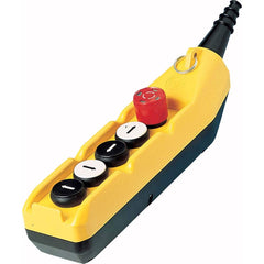 Automation Systems Interconnect - Pushbutton Switch Accessories; Switch Accessory Type: Pushbutton Operator; Emergency Stop ; For Use With: Hoists; Cranes ; Pushbutton Type: Flush ; Pushbutton Shape: Round ; Color: Yellow ; Operator Illumination: NonIllu - Exact Tooling