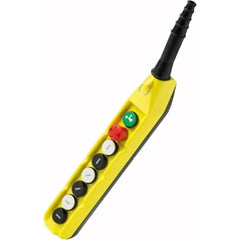 Automation Systems Interconnect - Pushbutton Switch Accessories; Switch Accessory Type: Pushbutton Operator; Emergency Stop ; For Use With: Hoists; Cranes ; Pushbutton Type: Flush ; Pushbutton Shape: Round ; Color: Yellow ; Operator Illumination: NonIllu - Exact Tooling