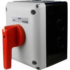 Automation Systems Interconnect - Selector Switches; Selector Switch Type: Selector Switch Only ; Operator Type: Handle ; Number of Positions: 3 ; Operation Type: Maintained (MA) ; Operator Color: Red ; Voltage: 600 - Exact Tooling