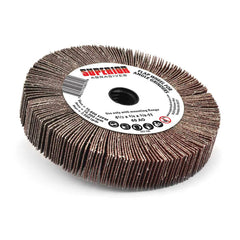 Superior Abrasives - Mounted Flap Wheels; Abrasive Type: Coated ; Outside Diameter (Inch): 4-1/2 ; Face Width (Inch): 3/4 ; Abrasive Material: Aluminum Oxide ; Grit: 120 ; Mounting Type: Arbor - Exact Tooling