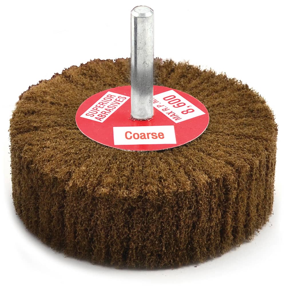 Superior Abrasives - Mounted Flap Wheels; Abrasive Type: Non-Woven ; Outside Diameter (Inch): 3 ; Face Width (Inch): 1 ; Abrasive Material: Aluminum Oxide ; Grade: Coarse ; Mounting Type: 1/4" Shank - Exact Tooling