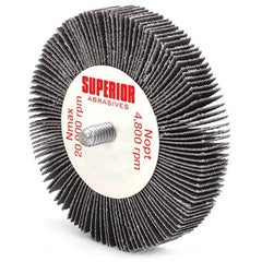 Superior Abrasives - Mounted Flap Wheels; Abrasive Type: Coated ; Outside Diameter (Inch): 3 ; Face Width (Inch): 1/2 ; Abrasive Material: Silicone Carbide ; Grit: 240 ; Mounting Type: 1/4-20 Threaded - Exact Tooling