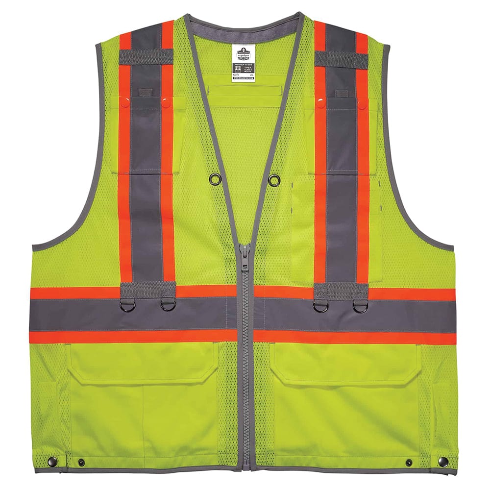 Ergodyne - High Visibility Vests; Vest Style: General Purpose ; Vest Type: Hi Visibility ; Front Closure: Zipper ; Material: Polyester ; Material Composition: Mesh ; Color: Lime - Exact Tooling