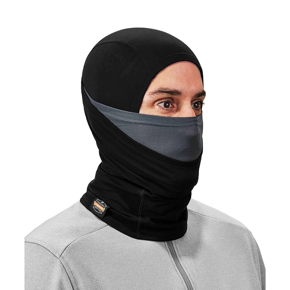 Ergodyne - Balaclavas; Balaclava Type: Cold Weather ; Color: Black ; Material: Nylon; Spandex Blend ; Size: Universal ; Additional Features: Comfort; Machine Washable - Exact Tooling