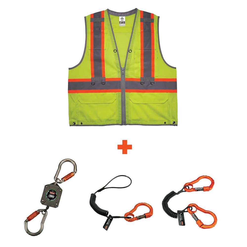 Ergodyne - High Visibility Vests; Vest Style: General Purpose ; Vest Type: Hi Visibility ; Front Closure: Zipper ; Material: Polyester ; Material Composition: Mesh ; Color: Lime - Exact Tooling