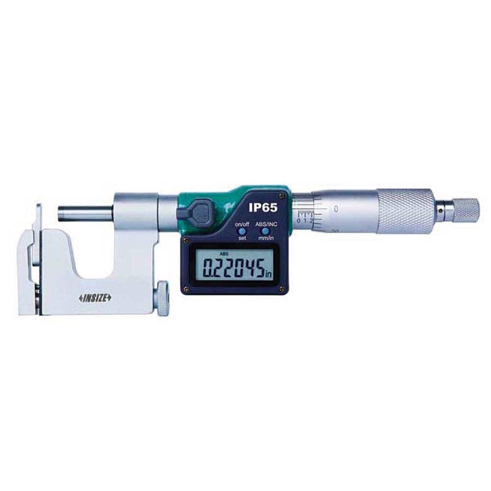 Insize USA LLC - Interchangeable-Anvil Micrometers; Operation Type: Electronic ; Minimum Measurement (mm): 0.00 ; Minimum Measurement (Decimal Inch): 0.0000 ; Digital Counter: No ; Maximum Measurement (Decimal Inch): 1.0000 ; Maximum Measurement (mm): 25 - Exact Tooling