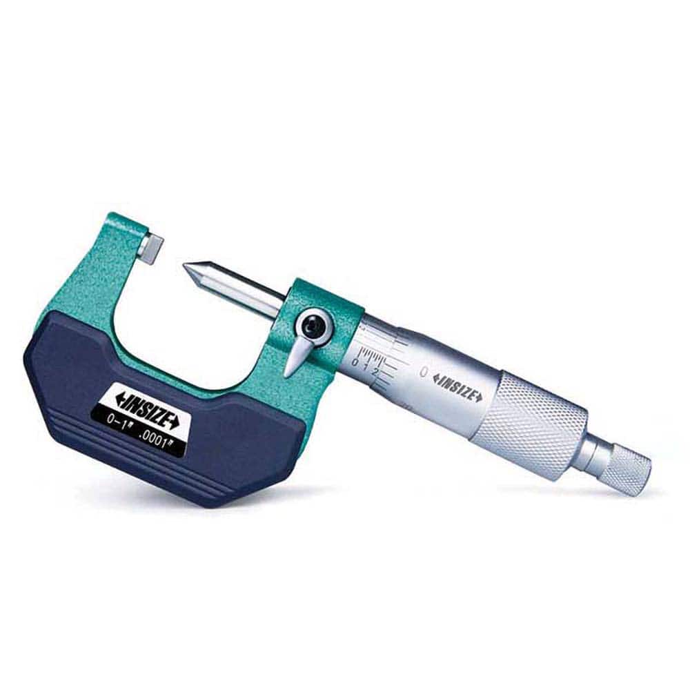 Insize USA LLC - Mechanical Outside Micrometers; Minimum Measurement (Inch): 0 ; Minimum Measurement (Decimal Inch): 0 ; Maximum Measurement (Decimal Inch): 1 ; Graduation (Decimal Inch): 0.0001 ; Features: None ; Thimble Type: Ratchet Stop - Exact Tooling