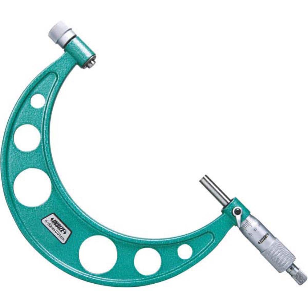 Insize USA LLC - Interchangeable-Anvil Micrometers; Operation Type: Mechanical ; Minimum Measurement (mm): 0.00 ; Digital Counter: No ; Maximum Measurement (mm): 150.00 ; Thimble Type: Ratchet Stop ; Graduation (mm): 0.01 - Exact Tooling