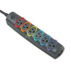 ACCO - Power Outlet Strips; Amperage: 15 ; Voltage: 125 ; Number of Outlets: 6 ; Material: ABS Plastic ; Mounting Type: Floor ; Cord Length (Feet): 8 - Exact Tooling