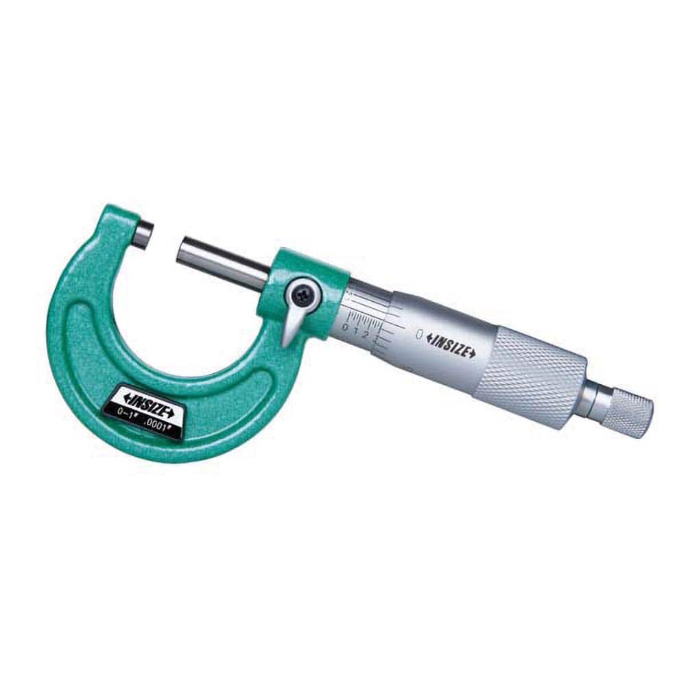 Insize USA LLC - Mechanical Outside Micrometers; Minimum Measurement (Inch): 0 ; Minimum Measurement (Decimal Inch): 0 ; Maximum Measurement (Decimal Inch): 1 ; Graduation (Decimal Inch): 0.0001 ; Features: None ; Thimble Type: Ratchet Stop - Exact Tooling