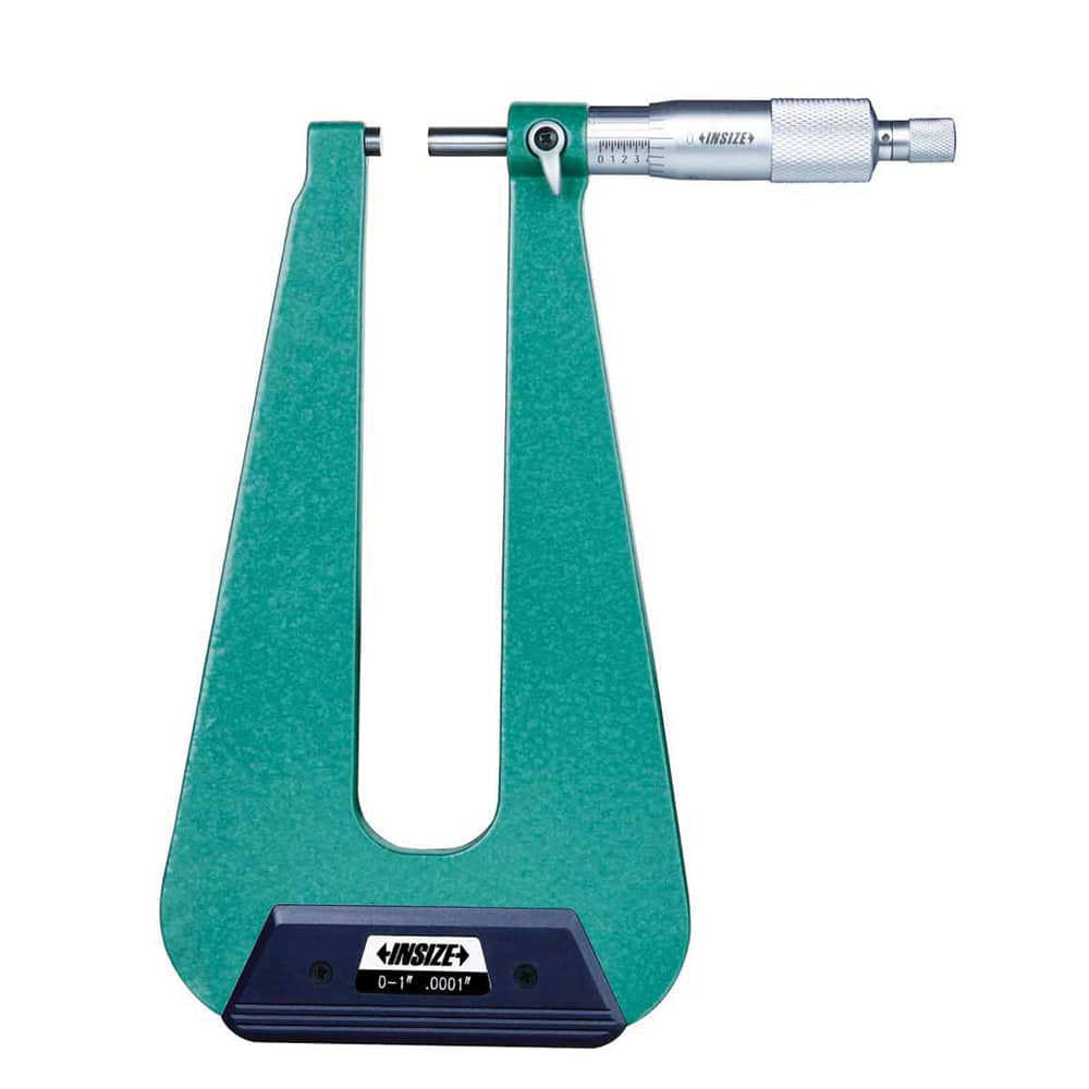Insize USA LLC - Mechanical Outside Micrometers; Minimum Measurement (Inch): 0 ; Minimum Measurement (Decimal Inch): 0 ; Maximum Measurement (Decimal Inch): 1 ; Graduation (Decimal Inch): 0.0001 ; Features: None ; Thimble Type: Ratchet Stop - Exact Tooling