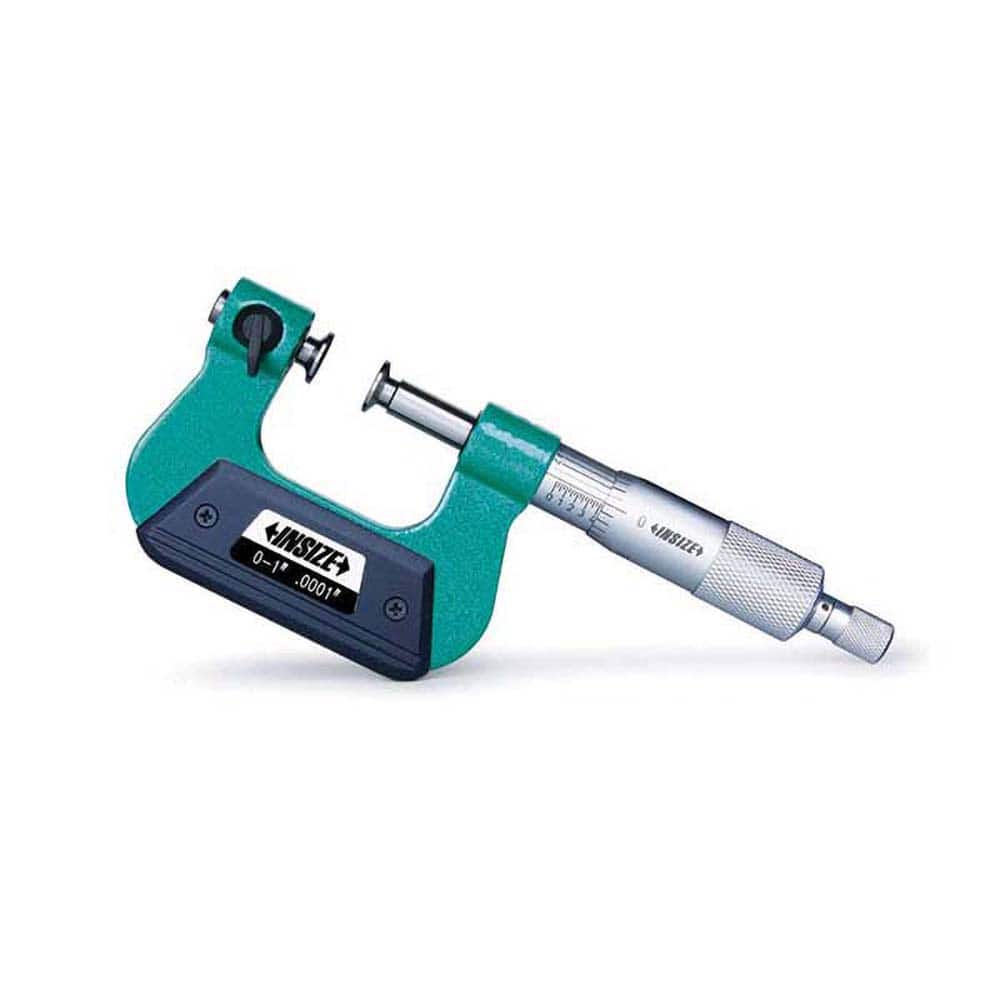 Insize USA LLC - Interchangeable-Anvil Micrometers; Operation Type: Mechanical ; Minimum Measurement (Decimal Inch): 0.0000 ; Digital Counter: No ; Maximum Measurement (Decimal Inch): 1.0000 ; Thimble Type: Ratchet Stop ; Graduation (Decimal Inch): 0.0001 - Exact Tooling