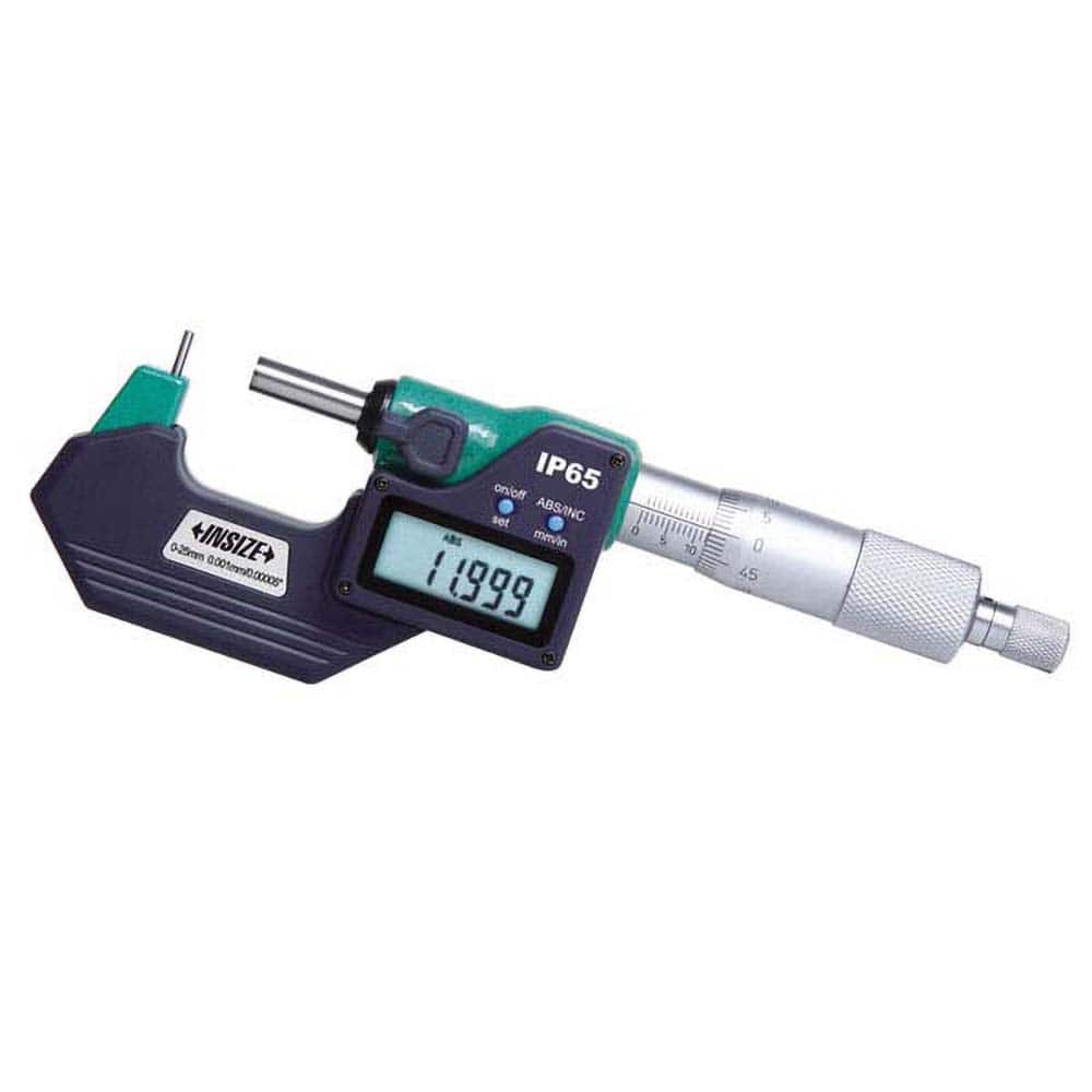 Insize USA LLC - Tube Micrometers; Operation Type: Electronic ; Minimum Measurement (mm): 0.00 ; Minimum Measurement (Decimal Inch): 0.0000 ; Maximum Measurement (Decimal Inch): 1.0000 ; Maximum Measurement (mm): 25.00 ; Digital Counter: No - Exact Tooling