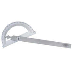 Insize USA LLC - Round & Rectangular Head Protractors; Head Type: Round ; Blade Length (mm): 120.0000 ; Blade Length (Inch): 4.7 ; Maximum Measurement (Degrees): 180.00 ; Dial Graduation (Degrees): 1.00 ; Dial Range: 0-180 - Exact Tooling