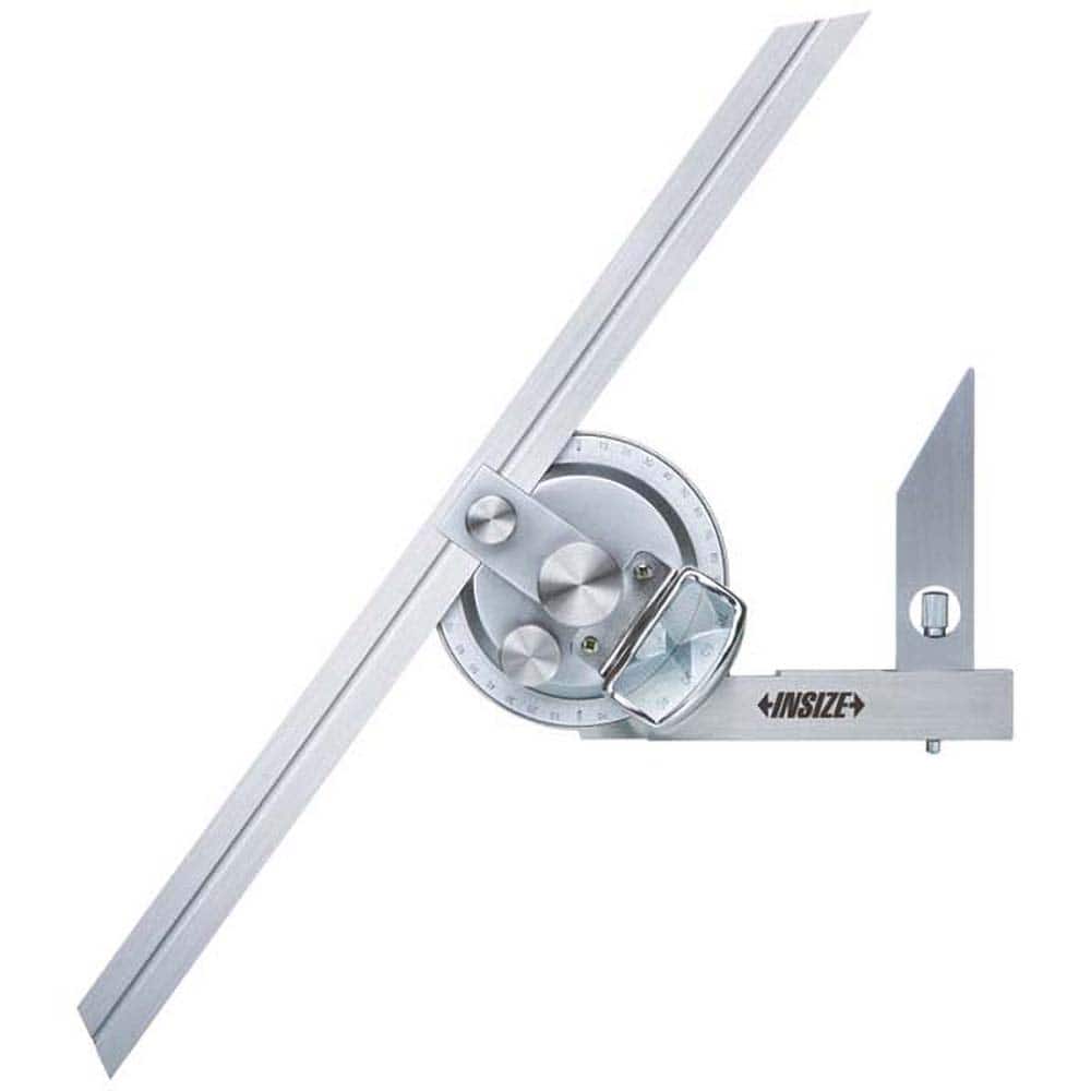 Insize USA LLC - Bevel Protractors; Blade Length (mm): 300.0000 ; Blade Length (Inch): 12 ; Maximum Measurement (Degrees): 360.00 ; Dial Graduation (Degrees): 2.00 ; Dial Range: 0-360 ; Accuracy (Minutes): 5.00 - Exact Tooling