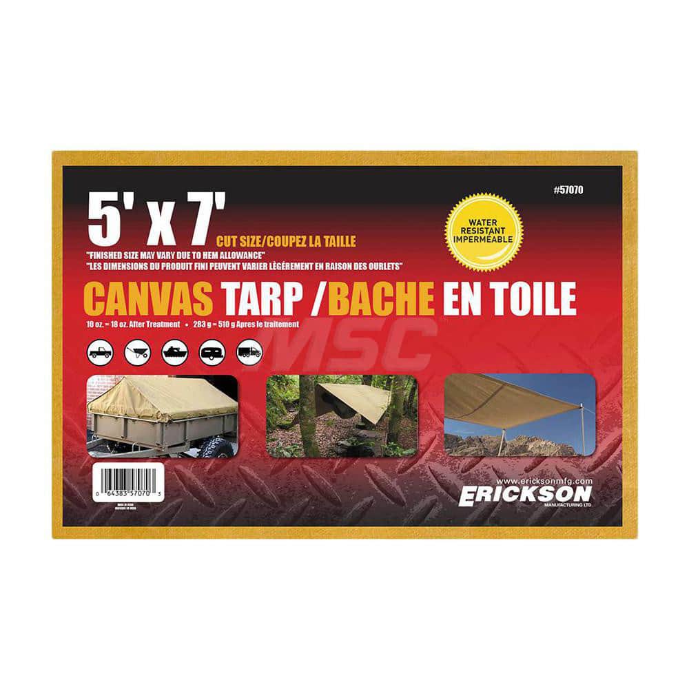 Erickson Manufacturing - Tarps & Dust Covers; Material: Polyethylene ; Width (Feet): 5.00 ; Grommet: Yes ; Color: Beige ; Length: 7 - Exact Tooling