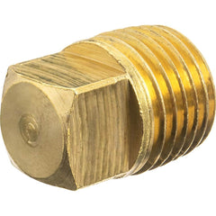 USA Sealing - Brass & Chrome Pipe Fittings; Type: Solid Square Head Plug ; Fitting Size: 4 ; End Connections: MNPT ; Material: Brass ; Pressure Rating (psi): 125 ; Finish/Coating: Uncoated - Exact Tooling