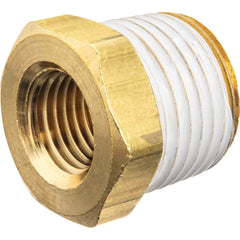 USA Sealing - Brass & Chrome Pipe Fittings; Type: Hex Bushing ; Fitting Size: 2 x 1-1/4 ; End Connections: MNPT x FNPT w/Thread Sealant ; Material: Brass ; Pressure Rating (psi): 125 ; Finish/Coating: Uncoated - Exact Tooling