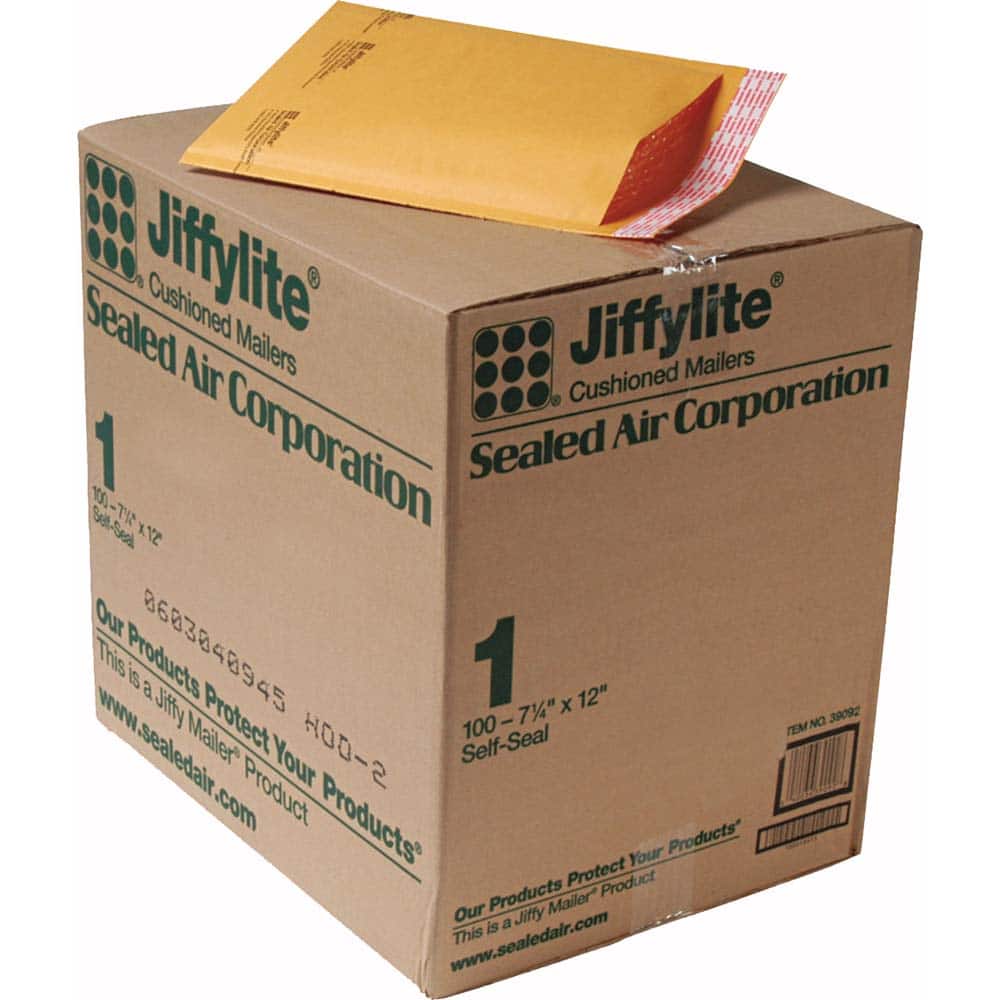Sealed Air - Mailers, Sheets & Envelopes; Type: Bubble Mailer ; Style: Self Adhesive ; Width (Inch): 12 ; Length (Inch): 7-1/4 ; Box Quantity: 100 ; Size: 7.25 x 12 - Exact Tooling