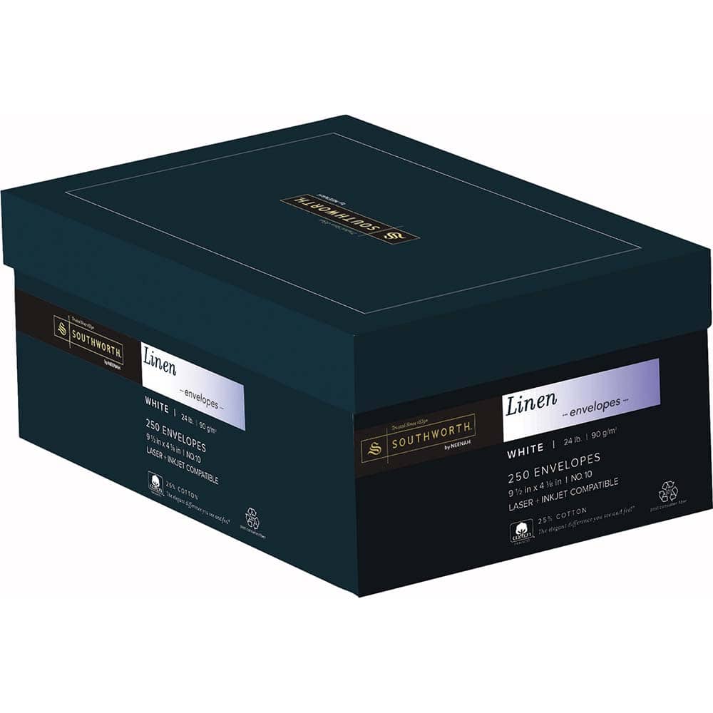 Southworth - Mailers, Sheets & Envelopes; Type: Business Envelope ; Style: Gummed Flap ; Width (Inch): 9.5 ; Length (Inch): 4-1/8 ; Box Quantity: 250 ; Size: 4.13 x 9.5 - Exact Tooling