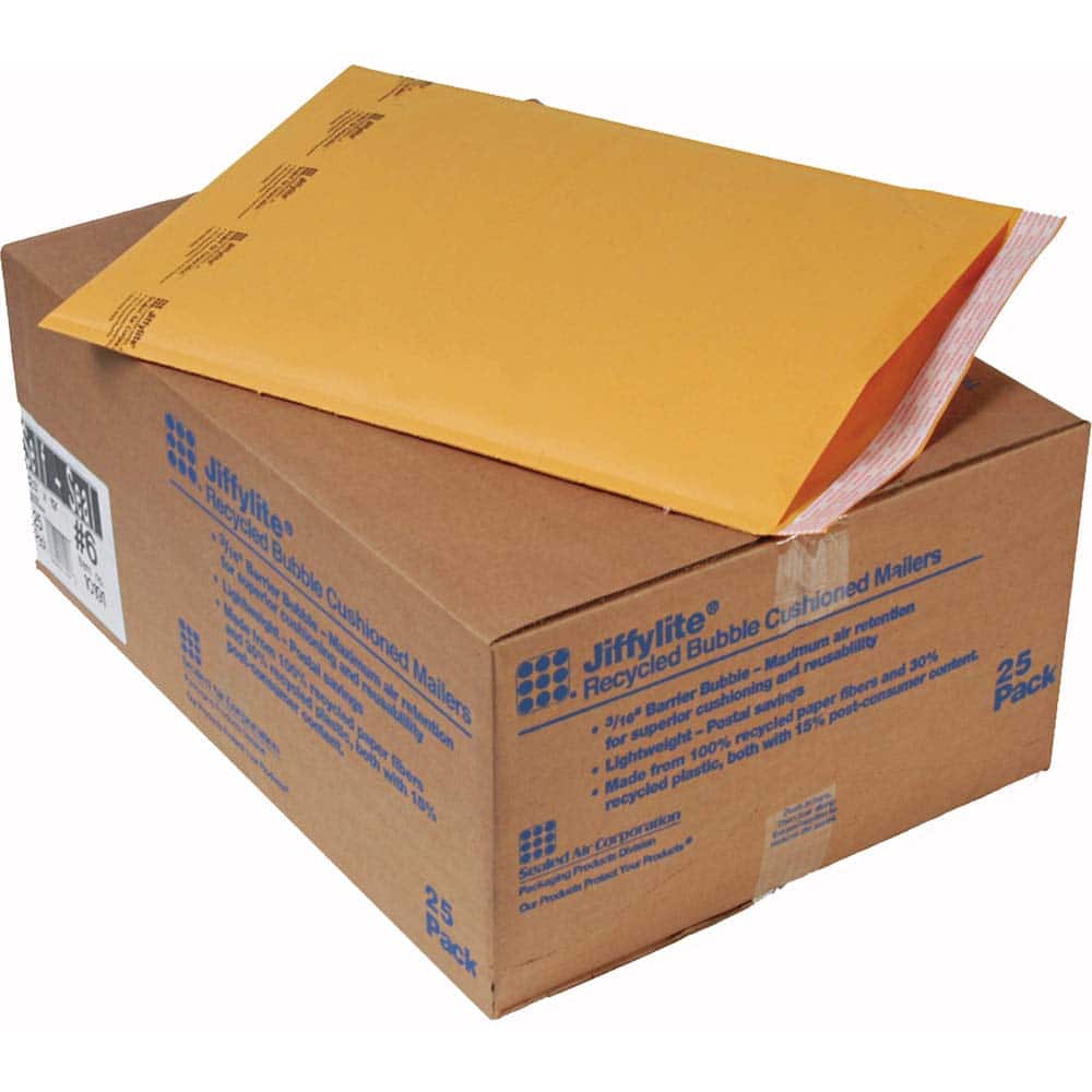 Sealed Air - Mailers, Sheets & Envelopes; Type: Bubble Mailer ; Style: Self Adhesive ; Width (Inch): 19 ; Length (Inch): 12-1/2 ; Box Quantity: 25 ; Size: 12.5 x 19 - Exact Tooling