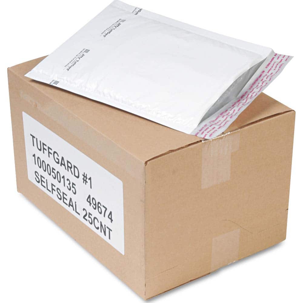 Sealed Air - Mailers, Sheets & Envelopes; Type: Jiffy Bubble Cushioned Mailer ; Style: Self Adhesive ; Width (Inch): 12 ; Length (Inch): 7-1/4 ; Box Quantity: 25 ; Size: 7.25 x 12 - Exact Tooling