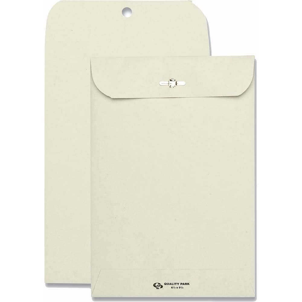 Quality Park - Mailers, Sheets & Envelopes; Type: Clasp Envelope ; Style: Clasp w/Gummed Flap ; Width (Inch): 9-1/2 ; Length (Inch): 6-1/2 ; Box Quantity: 100 ; Size: 6.5 x 9.5 - Exact Tooling