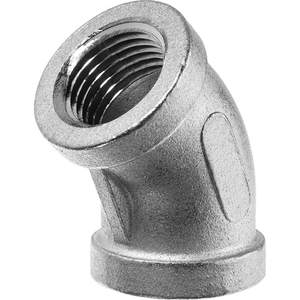 USA Sealing - Aluminum Pipe Fittings; Type: 45 Elbow ; Fitting Size: 2-1/2 x 2-1/2 ; End Connections: FNPT x FNPT ; Material Grade: Class 150 ; Pressure Rating (psi): 150 - Exact Tooling