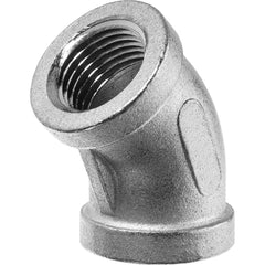 USA Sealing - Aluminum Pipe Fittings; Type: 45 Elbow ; Fitting Size: 2-1/2 x 2-1/2 ; End Connections: FNPT x FNPT ; Material Grade: Class 150 ; Pressure Rating (psi): 150 - Exact Tooling