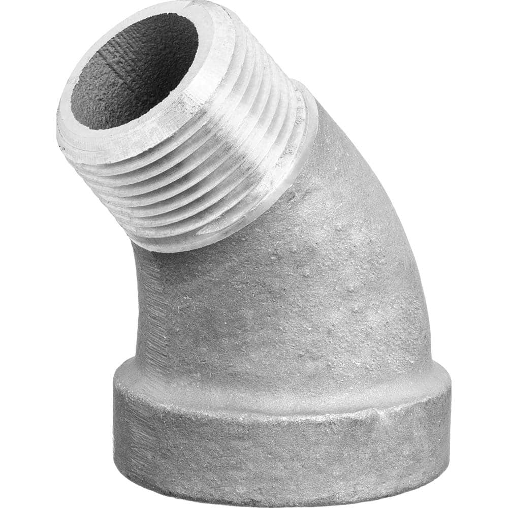 USA Sealing - Aluminum Pipe Fittings; Type: 45 Street Elbow ; Fitting Size: 2 x 2 ; End Connections: FNPT x MNPT ; Material Grade: Class 150 ; Pressure Rating (psi): 150 - Exact Tooling