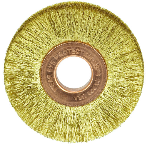 2″ × 1/2″-0.005″ Wire Size - Brass Non-Sparking Wire Wheel - Exact Tooling