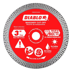 Freud - Wet & Dry-Cut Saw Blades; Blade Diameter (Inch): 3 ; Blade Material: Diamond-Tipped ; Arbor Style: Standard Round ; Arbor Hole Diameter (Inch): 3/8 ; Arbor Hole Diameter (Decimal Inch): 3/8 ; Application: Cutting Masonry - Exact Tooling