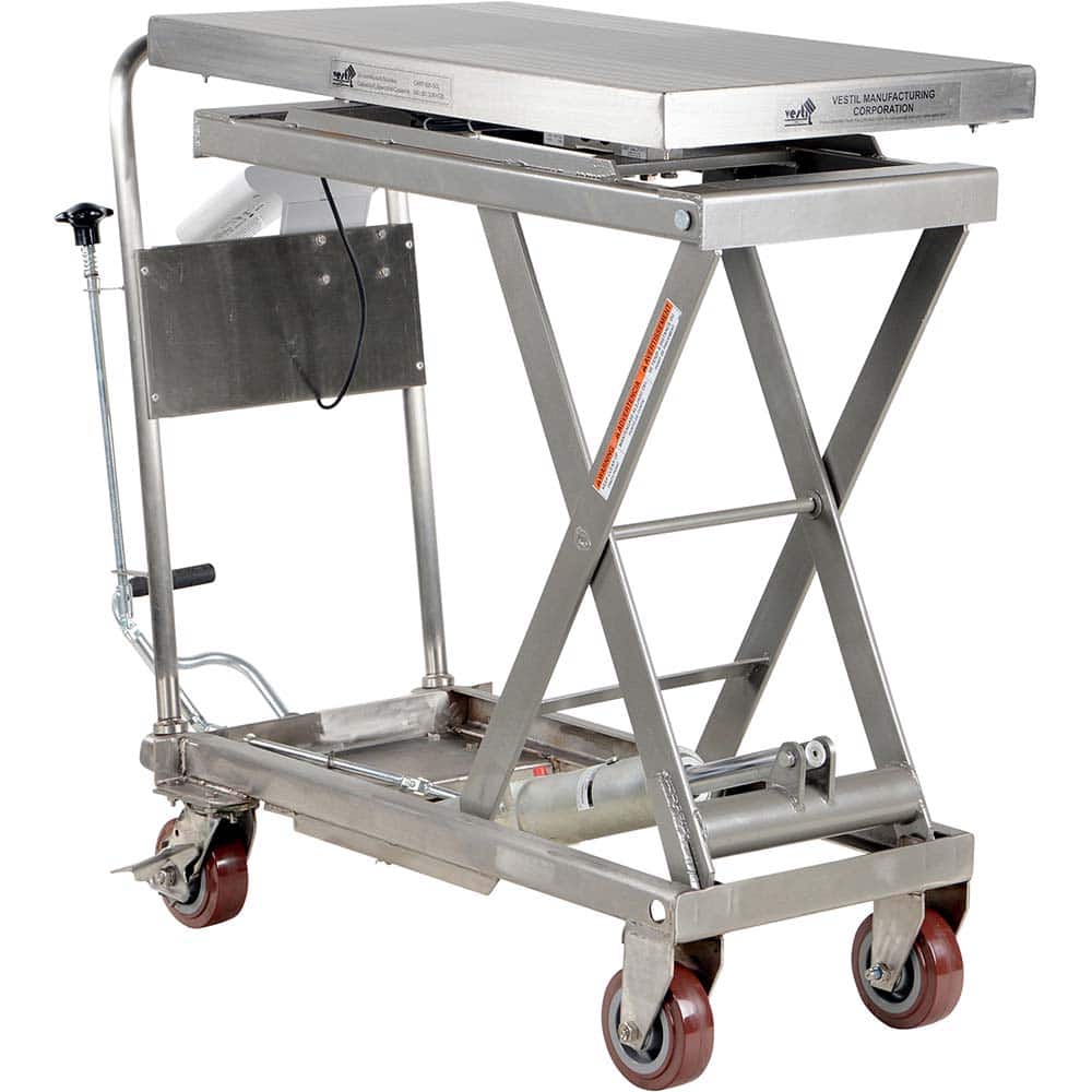 Vestil - Lifting Tables; Type: Scissor Cart ; Lift Style: Scissor ; Style: Foot Pump ; Load Capacity (Lb.): 500.000 ; Minimum Height (Inch): 14 ; Lift Height (Inch): 38 - Exact Tooling