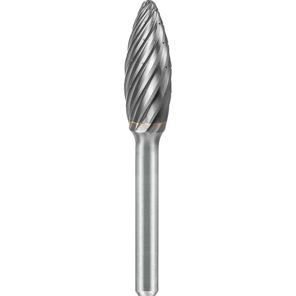 SGS Pro - SH-5, 1/2" Cut Diam, 1/4" Shank Length, NG6, Tungsten Carbide Flame Burr - Exact Tooling