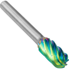 SGS Pro - SC-5, 1/2" Cut Diam, 1/4" Shank Length, NG6, Tungsten Carbide Cylinder Burr with Radius - Exact Tooling