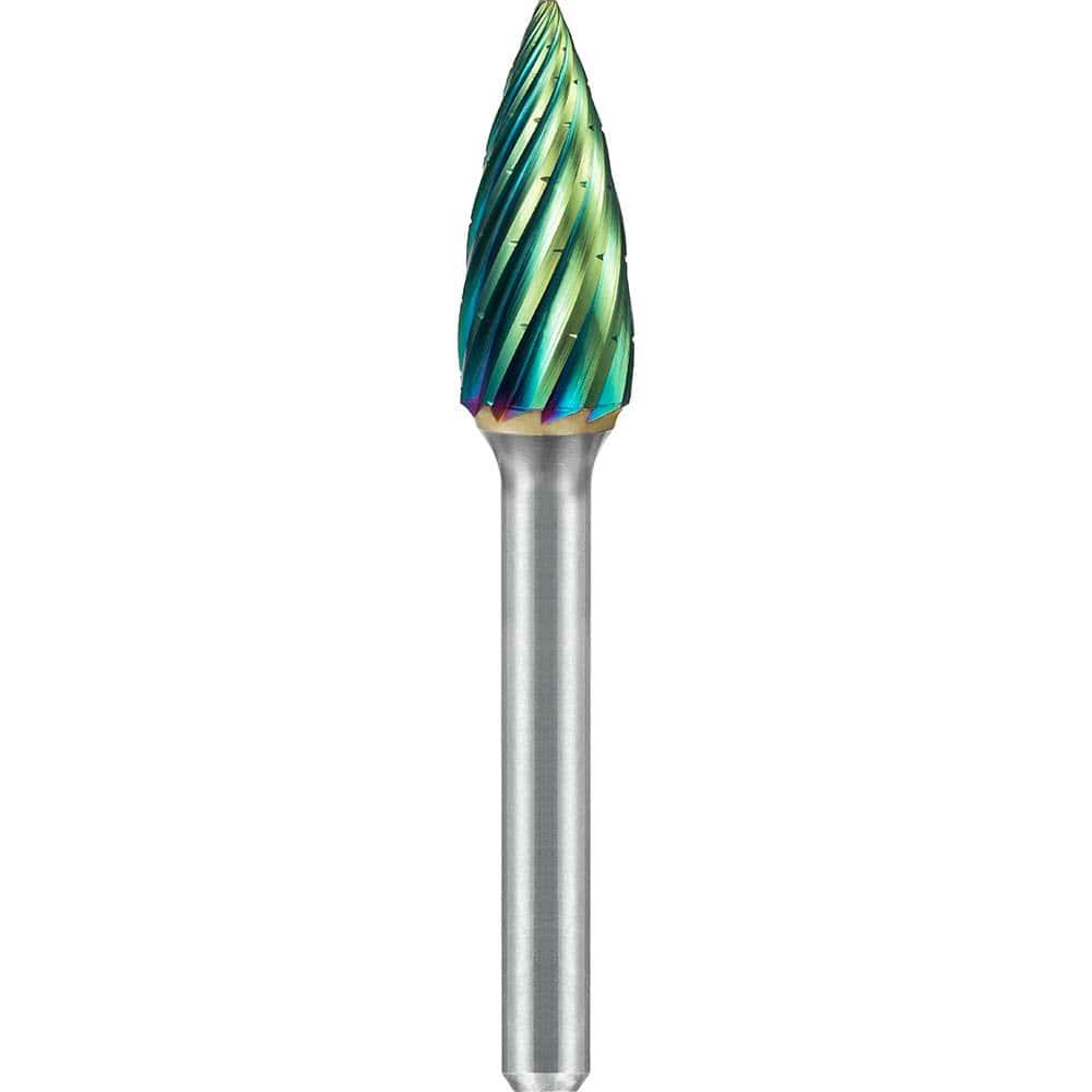 SGS Pro - SG-5, 1/2" Cut Diam, 1/4" Shank Length, NG6, Tungsten Carbide Pointed Tree Burr - Exact Tooling