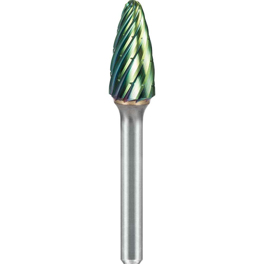 SGS Pro - SF-6, 5/8" Cut Diam, 1/4" Shank Length, NG6, Tungsten Carbide Tree Burr with Radius End - Exact Tooling