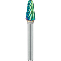 SGS Pro - SL-2, 5/16" Cut Diam, 1/4" Shank Length, NG6, Tungsten Carbide Taper Burr with Radius End - Exact Tooling
