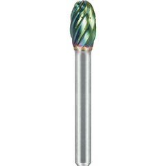 SGS Pro - SE-3, 3/8" Cut Diam, 1/4" Shank Length, NG6, Tungsten Carbide Oval Burr - Exact Tooling