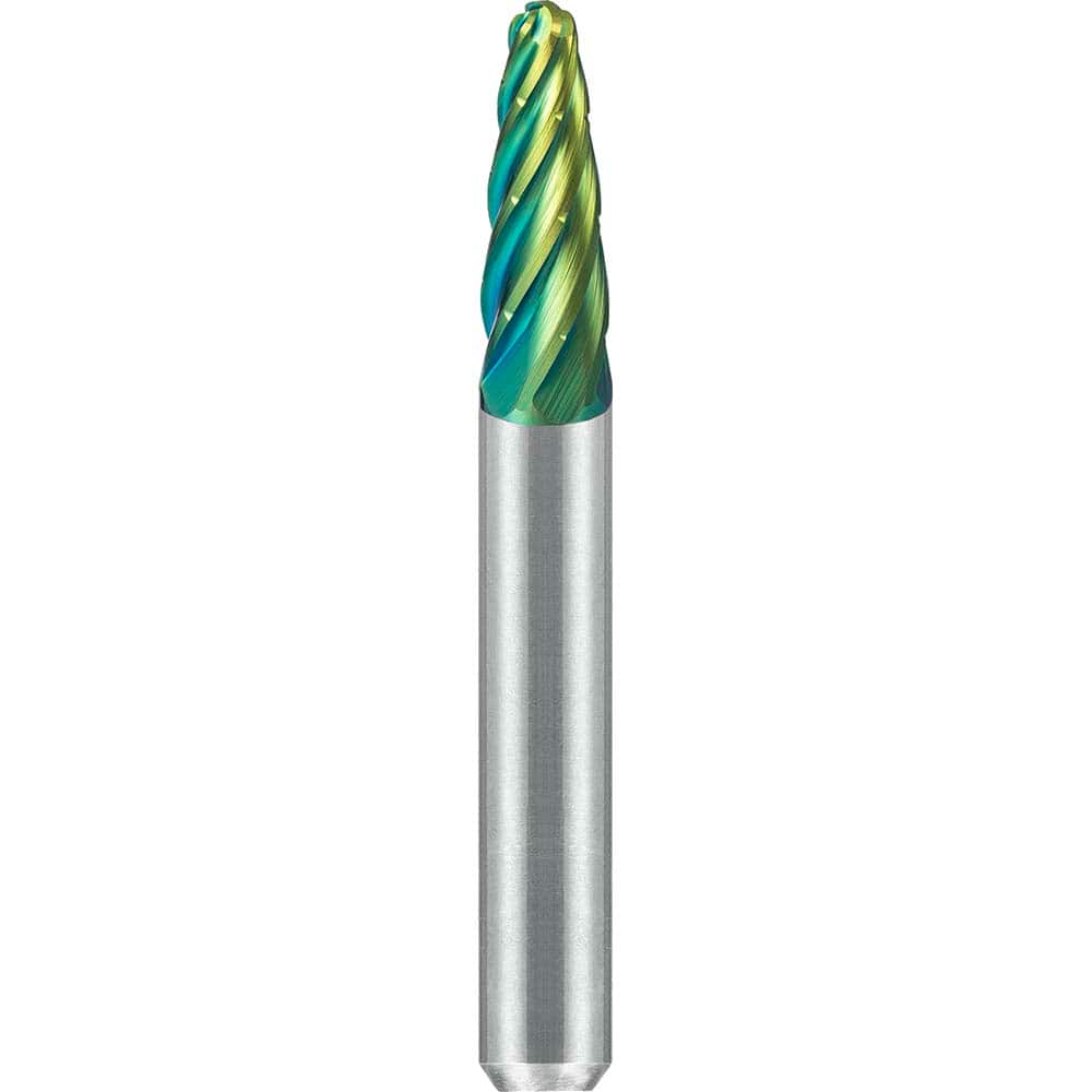 SGS Pro - SF-1, 1/4" Cut Diam, 1/4" Shank Length, NG6, Tungsten Carbide Tree Burr with Radius End - Exact Tooling