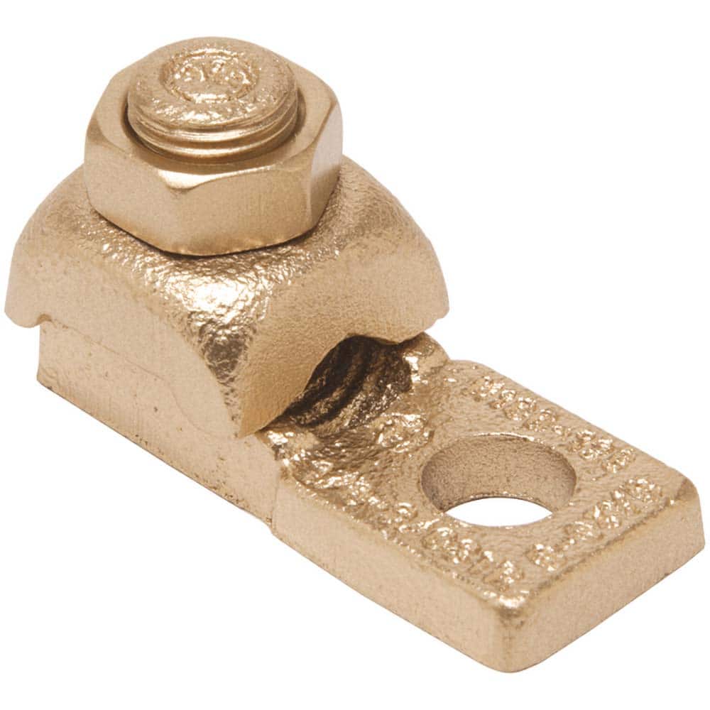 Burndy - Ring Terminals; Terminal Type: Rectangle ; Insulation Type: NonInsulated ; Connection Type: Lug ; Compatible Wire Size (AWG): 8-4 (Strand) ; Stud Size (Inch): 1/4 ; Color: Copper - Exact Tooling