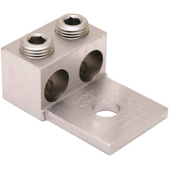 Burndy - Ring Terminals; Terminal Type: Rectangle ; Insulation Type: NonInsulated ; Connection Type: Lug ; Compatible Wire Size (AWG): 6 (Strand) ; Compatible Wire Size (kcmil): 350 ; Stud Size (Inch): 1/2 - Exact Tooling