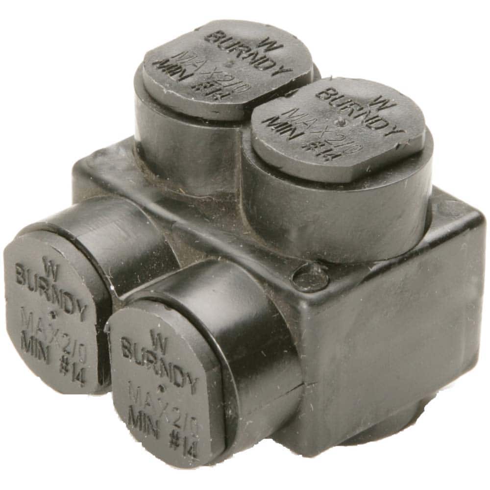 Burndy - Split Bolt Connectors; Connector Material: Aluminum ; Maximum Compatible Wire Size (AWG): 2/0 ; Minimum Compatible Wire Size (AWG): 14 ; Compatible Wire Type: Aluminum; Copper ; Base Width (Inch): 1.4 ; Base Width (Decimal Inch): 1.4 - Exact Tooling