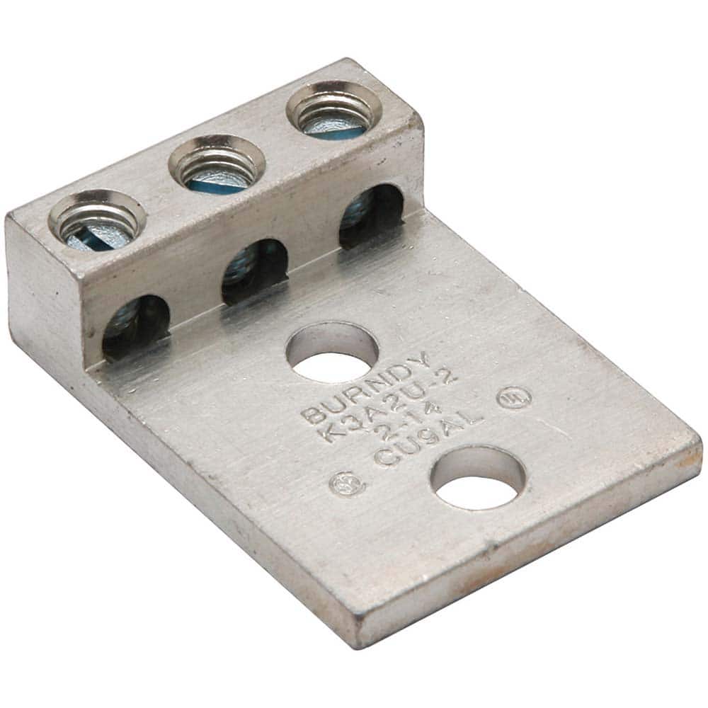 Burndy - Ring Terminals; Terminal Type: Rectangle ; Insulation Type: NonInsulated ; Connection Type: Lug ; Compatible Wire Size (AWG): 14-2 (Strand) ; Stud Size (Inch): 5/16 ; Color: Aluminum - Exact Tooling