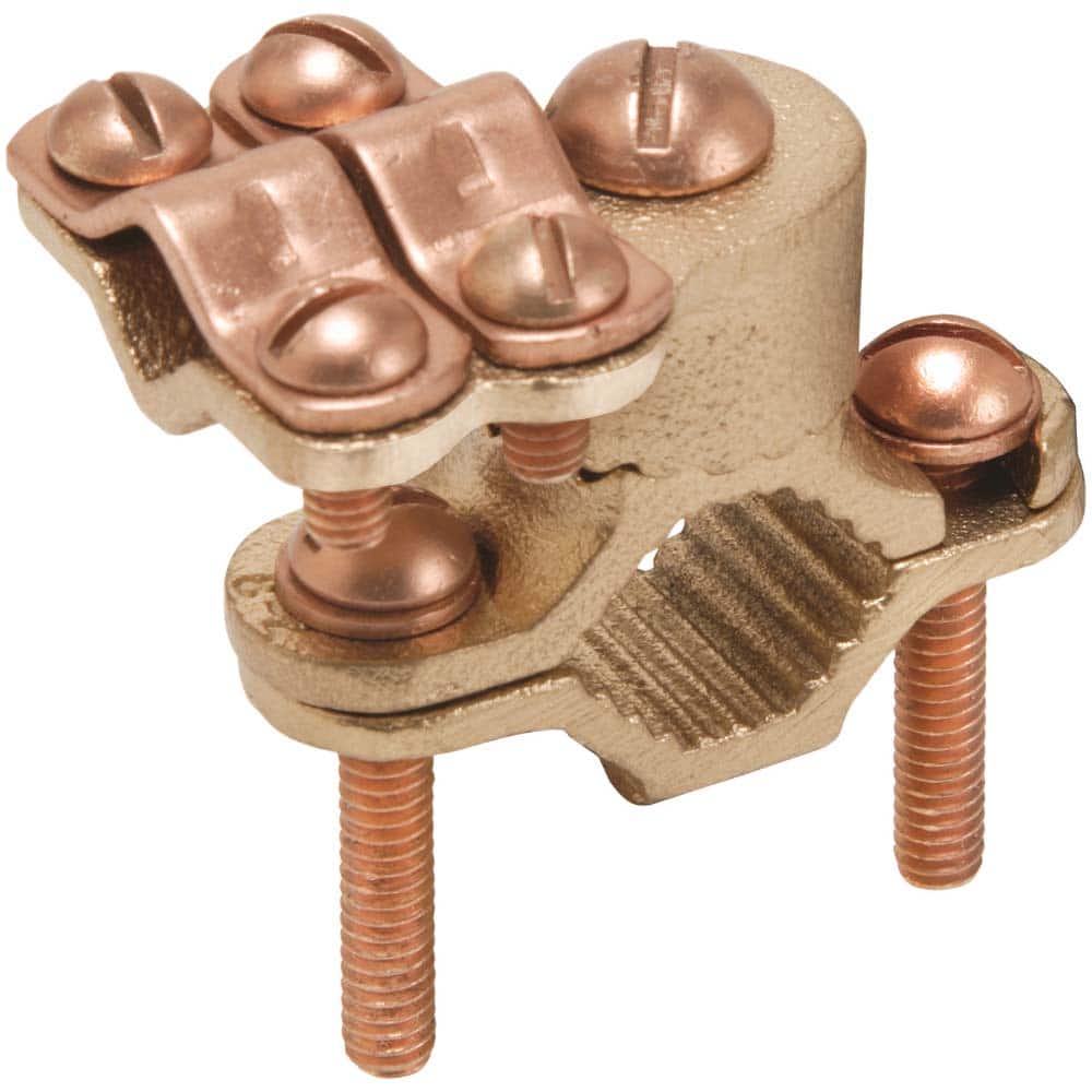 Burndy - Grounding Clamps; Clamp Type: Grounding Clamp ; Compatible Rod Diameter (Inch): 3/8-1 ; Minimum Compatible Pipe Size (Inch): 1/2 ; Maximum Compatible Pipe Size (Inch): 1 ; Compatible Wire Size (AWG): 8-4/0 ; Overall Length (Inch): 2.65 - Exact Tooling