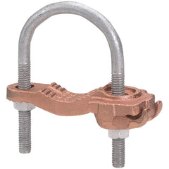 Burndy - Grounding Clamps; Clamp Type: Grounding Clamp ; Compatible Rod Diameter (Inch): 1/2-1 ; Minimum Compatible Pipe Size (Inch): 1/2 ; Maximum Compatible Pipe Size (Inch): 1 ; Compatible Wire Size (AWG): 4-4/0 ; Overall Length (Inch): 1-3/4 - Exact Tooling