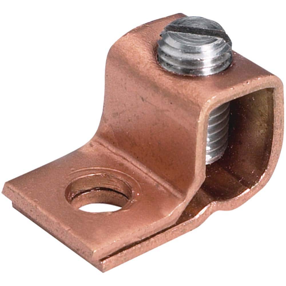 Burndy - Ring Terminals; Terminal Type: Rectangle ; Insulation Type: NonInsulated ; Connection Type: Lug ; Compatible Wire Size (AWG): 10-4 ; Stud Size (#): 10 ; Color: Copper - Exact Tooling