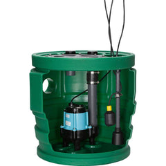 Little Giant Pumps - Sump Pump Systems; Type: Sump Pump System ; Voltage: 115 ; Contents: Basin, cover, gaskets and hardware, ECM switch assembly and hardware, discharge pipe, vent pipe, coupling, grommet, pump - Exact Tooling
